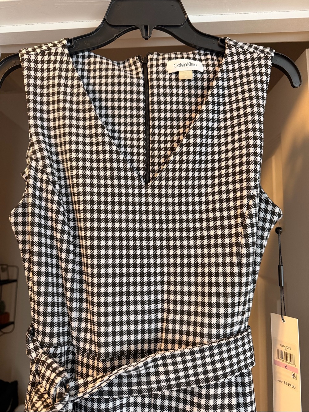 Calvin Klein Black and White Gingham Midi Dress - Picture 4 of 5